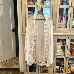 Long white linen kimono